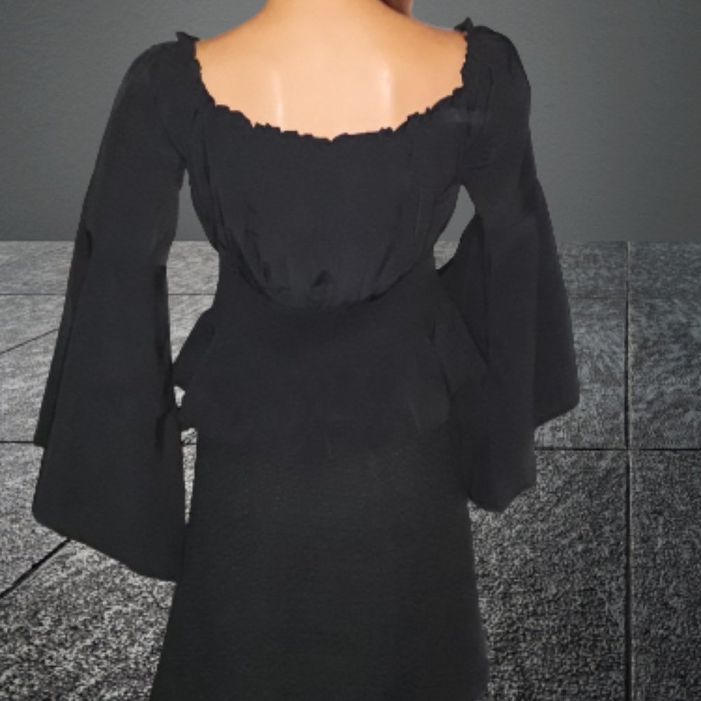 Women's Black Gothic Peasant Top Blouse Size Medium - Picture 4 of 6